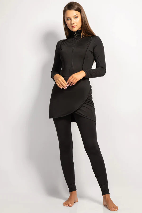 4PACK FULL BODY BURKINI ONE PIECE SWIMSUIT WITH BEACH SKIRT AND PANTS AND SWIM CAP