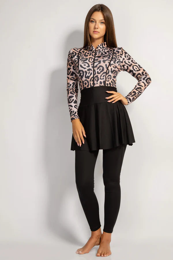 4PACK FULL BODY BURKINI ONE PIECE SWIMSUIT WITH BEACH SKIRT AND PANTS AND SWIM CAP