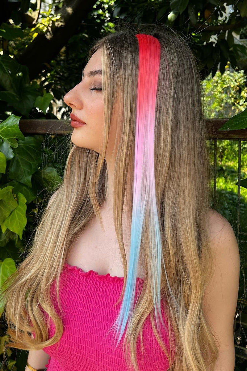 Side Snap Hairpiece / 3 Color Ombre / 50 Cm
