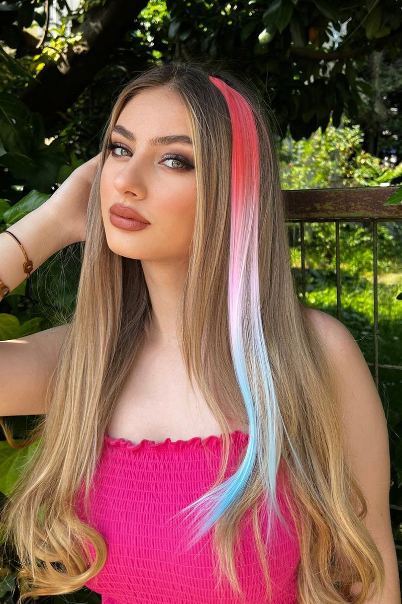 Side Snap Hairpiece / 3 Color Ombre / 50 Cm