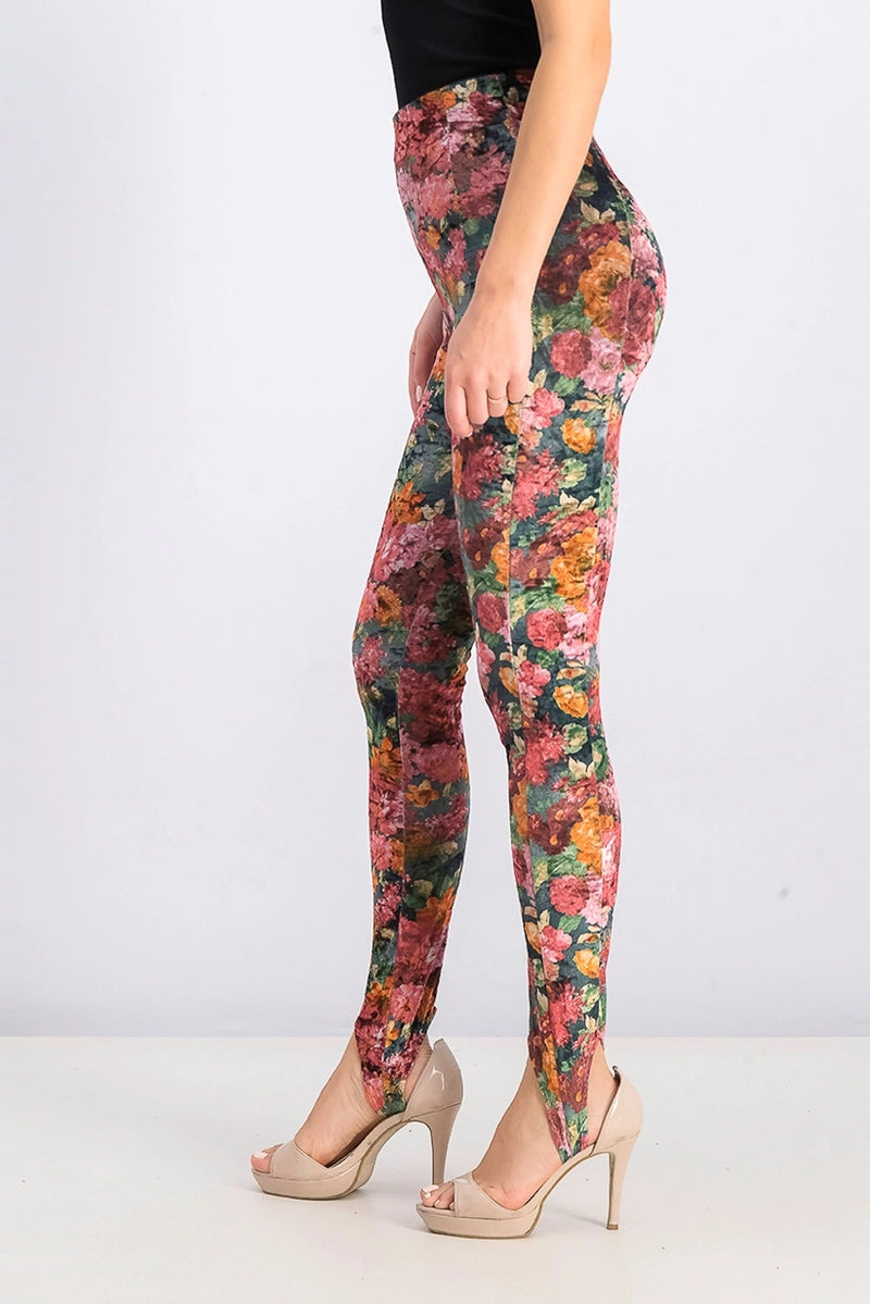 Bershka Women's Floral Printed Pull-On Leggings Egypt, Maroon Combo