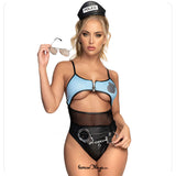Zipper Front Hollow Out Police Costume with Headwear