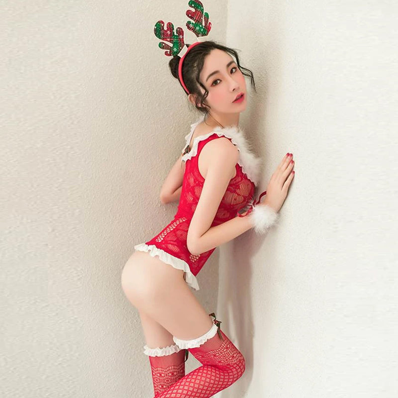 Red Christmas Plush Decoration Costume Babydoll