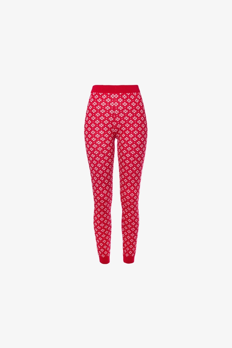 Tchibo Women's Knitted Leggings, Red White Combo
