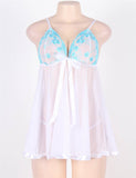 New White Sexy Sheer Lace Open Back Babydoll Dress