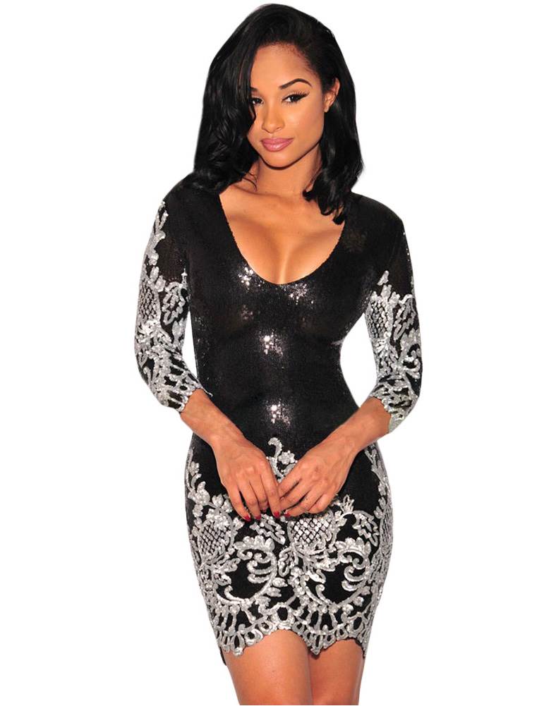 Online Sequins Gold & Silver Sexy Bodycon