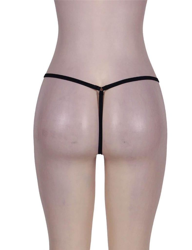 Zip Front Sexy Black Thong Knickers