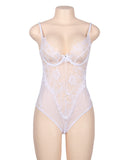 New Chic Kissable White Backless Teddy With Underwire