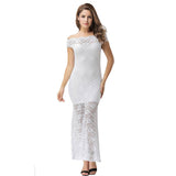 White Lace Fishtail Elegant Party Gown Off Shoulder
