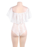 Dreamy Off Shoulder White Lace Ruffle Teddy