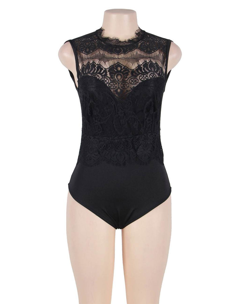 Plus Size Floral Embroidery Lace Sexy Teddy