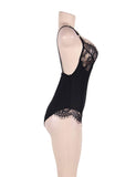 Plus Size Black Lace Personality Lace-up Sexy Teddy