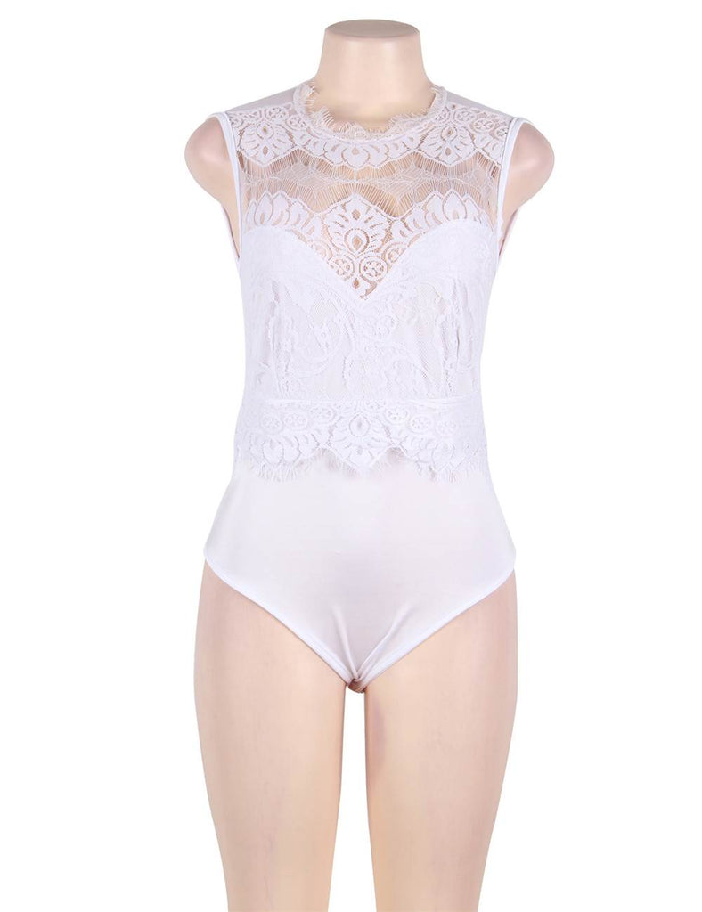 Plus Size Floral Embroidery Lace Sexy Teddy