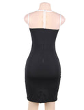 Elegant Embroidery Black Bodycon Fashion Dress