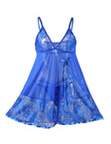 New Floral Soft Lace Apron Chemise With Thong