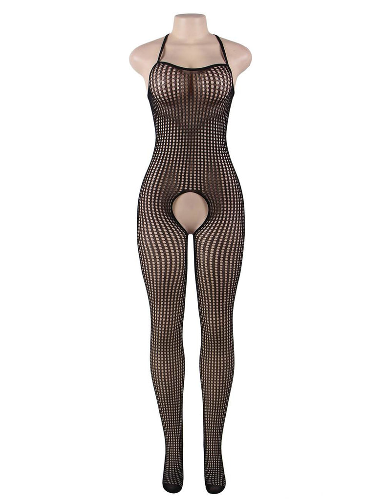 Plus size Fishnet Bodystocking with Open Back