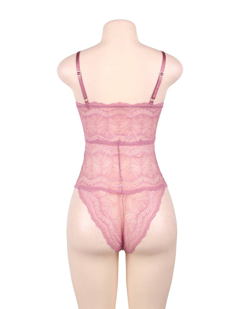 Sexy Chest Ribbon Adjusting Lace Teddy