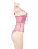 Sexy Chest Ribbon Adjusting Lace Teddy