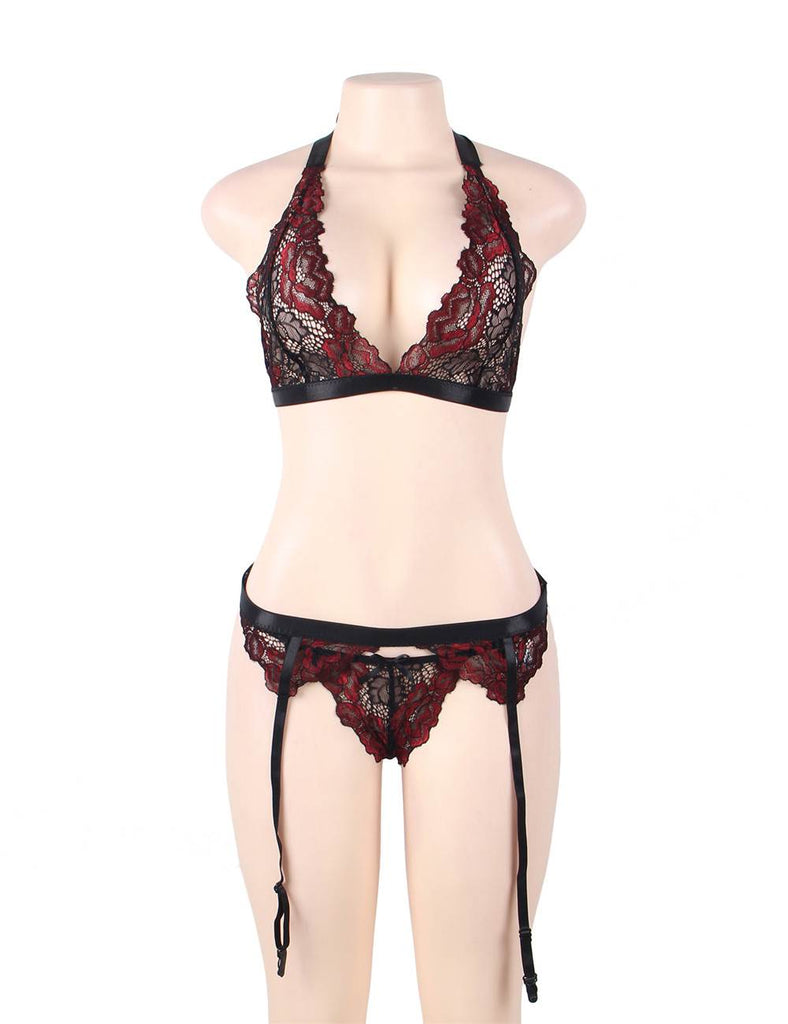 New Deluxe Red Lace Bra Set