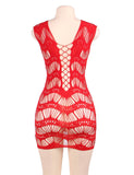 New Plus Size Crocheted Lace Hollow Out Chemise Bodystocking