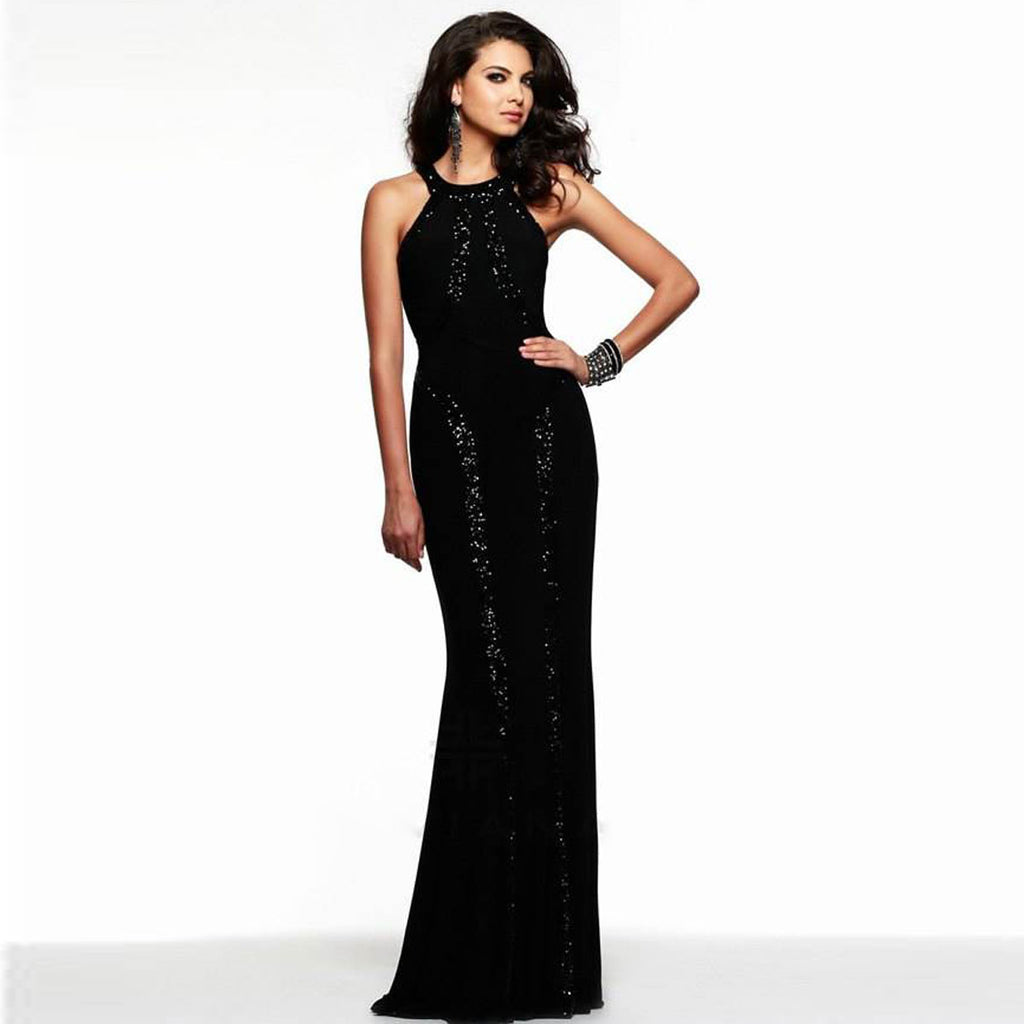 Sequined Long Cutout Prom Dresses
