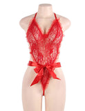 Lace Ruffle Teddy with Wrist Restraints