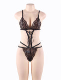 Charming Black Sheer Lace Teddy Lingerie
