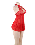 Elegant Red Lace backless Sexy Babydoll