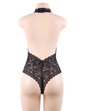 Plus Size  Exquisite Lace Open Cup Teddy With Farawlaya