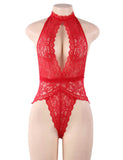 Plus Size  Exquisite Lace Open Cup Teddy With Farawlaya