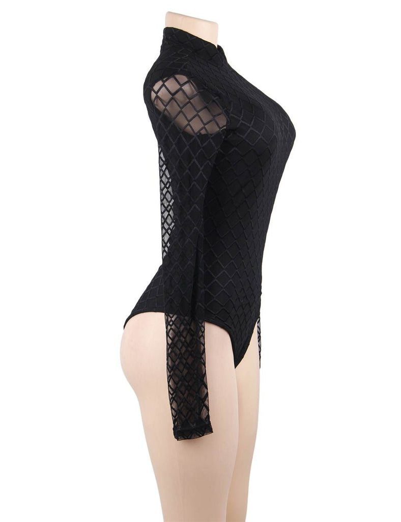 Plus Size Crotch Open Black Lace Mature Transparent Ladies Sexy Underwear