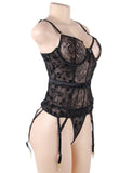 Plus Size With Farawlaya Exquisite Lace Garter Lingerie With Underwire