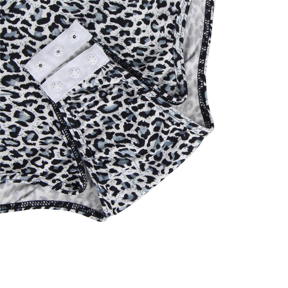 Plus Size Charming Leopard Design Sling Bodysuit