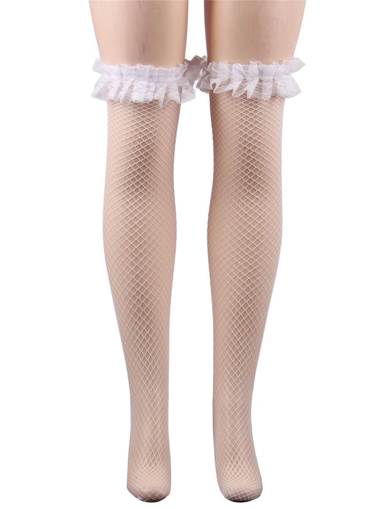 Red Fence Net Thigh Stocking
