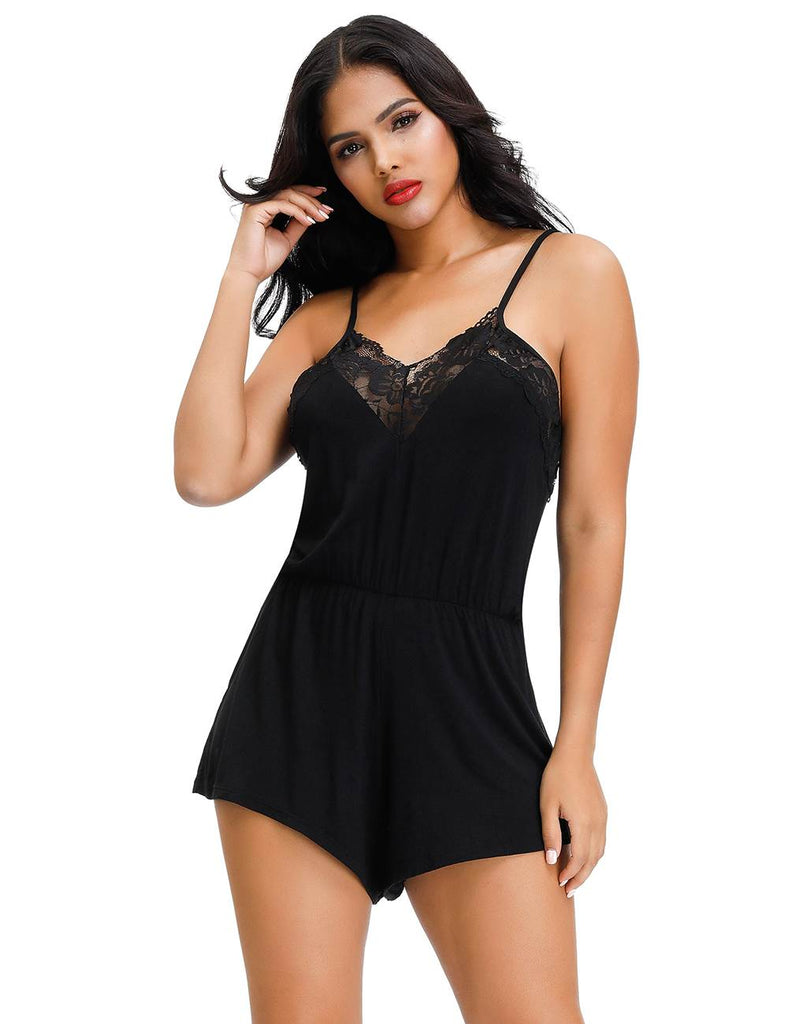Charming Black Lace Sexy Teddy Plus Size