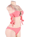 New Yellow Bandage Rhinestone Decoration Sexy Summer Women‘s Bikini Set With Farawlaya