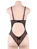 Black & Red Open Cup Crotchless One-piece Teddy