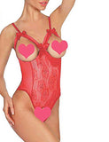 New Black & Red Open Cup Crotchless One-piece Teddy