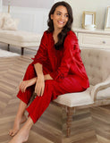 New High Quality Long Sleeve Silk Pajama Set Two Piece Set