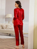 New High Quality Long Sleeve Silk Pajama Set Two Piece Set