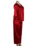 New High Quality Long Sleeve Silk Pajama Set Two Piece Set