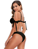 New Yellow Bandage Rhinestone Decoration Sexy Summer Women‘s Bikini Set With Farawlaya