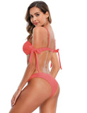 New Yellow Bandage Rhinestone Decoration Sexy Summer Women‘s Bikini Set With Farawlaya