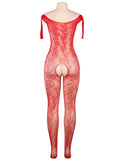 Open Crotch Rose Pattern Lace Bodystockings