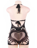 New Mesh Hollow-out Backless Mini Chemise Dress With Farawlaya