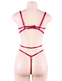 Red Delicate Flowers Lace Hollow Out Teddy With Underwire