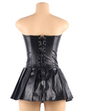 Leather corset with dress