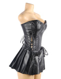 Leather corset with dress