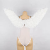 Angel Feather Wings Decoration White & Black Lace Sexy Bodysuit