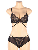 New Black Delicate Flowers Lace Teddy With Underwire